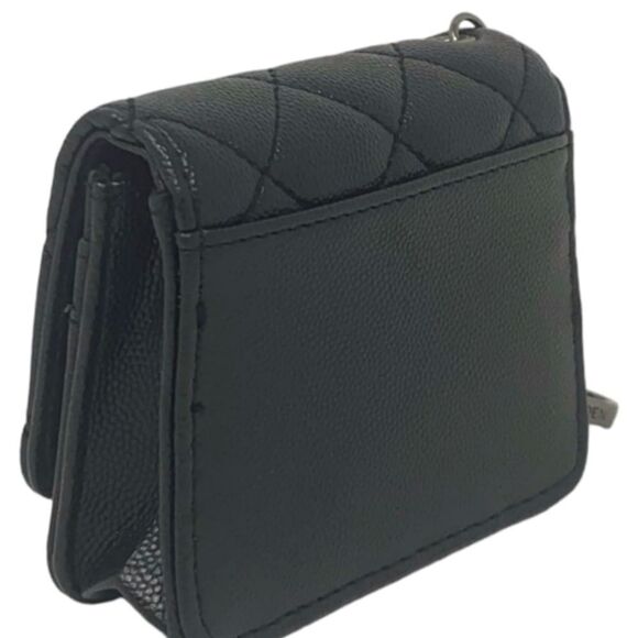 Steve Madden BWren Quilted Flap Wallet w/Key Chain- Black - Picture 4 of 9